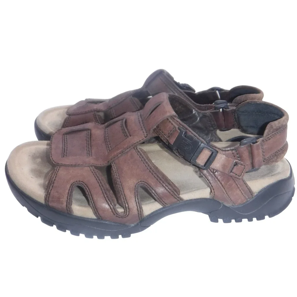 Teva Mens‎ Brown Waterproof Leather Fisherman Sandals Rugged Outdoor Hiking 11